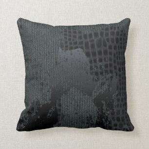 Black & Grey Distressed sweater and croc pillow