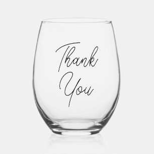 Black Grey Elegant Business Thank You Stemless Wine Glass