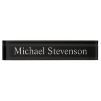Black Grey Elegant Modern Business Nameplate
