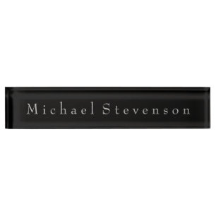 Black Grey Elegant Modern Business Nameplate