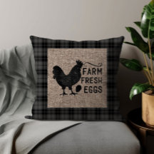 Black Grey Farm Fresh Eggs Chicken Burlap