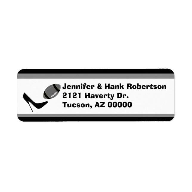 Black & Grey Football Theme Return Address Labels (Front)