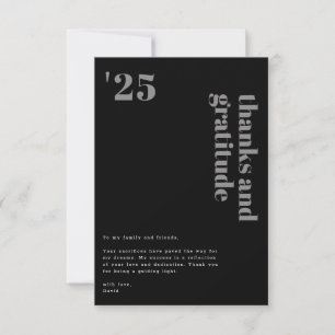 Black Grey Formal Modern Bold Typography Grad Thank You Card
