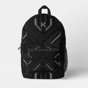 Black & grey gaming background geometric design printed backpack