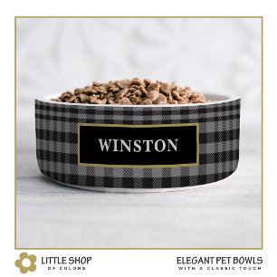 Black Grey Glen Plaid Customised Bowl