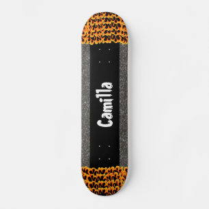 Black Grey Glittery Design Custom Name Skate Deck 