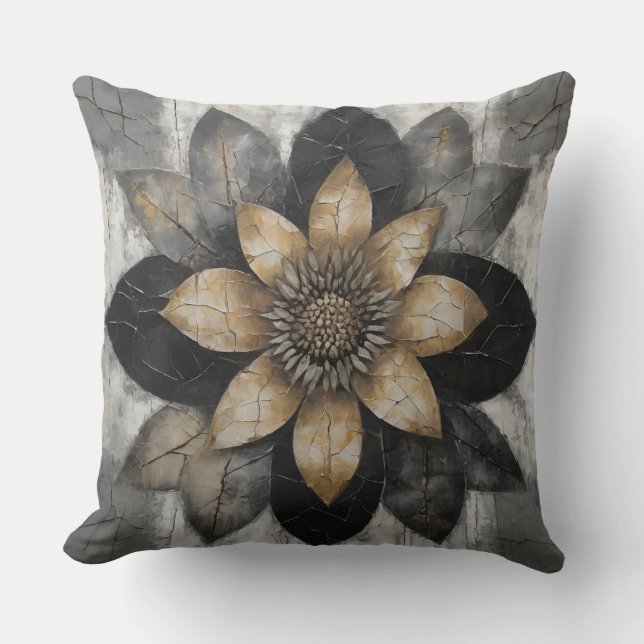 Black Grey Gold Farmhouse Cushion (Front)