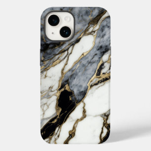 Black Grey Gold Marble Swirl Abstract Trendy Case-Mate iPhone 14 Case