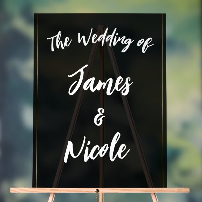 Black Grey Gold Modern Minimal Elegant Wedding Acrylic Sign (Neutral)