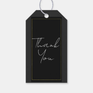 Black Grey Gold Modern Minimal Elegant Wedding Gift Tags