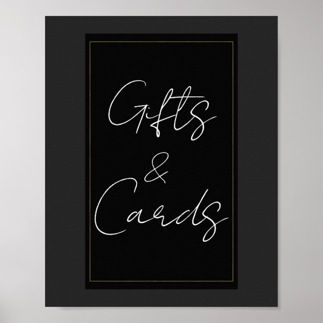 Black Grey Gold Modern Minimal Gifts & Cards Sign (Front)