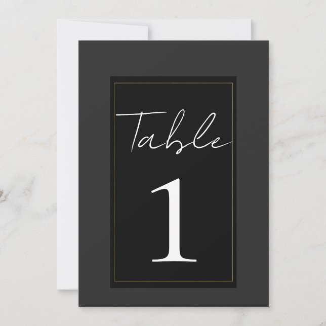Black Grey Gold Modern Minimal Table Number (Front)