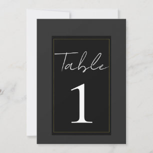 Black Grey Gold Modern Minimal Table Number