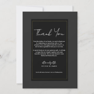 Black Grey Gold Modern Minimal Wedding Thank You Invitation