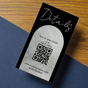 Black & Grey Gothic Headstone Arch Wedding Details Enclosure Card