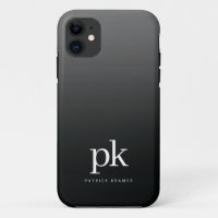 Black Grey Gradient Simple Monogram Initials