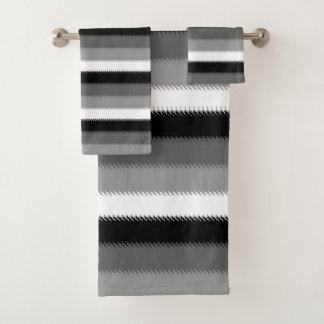 Black Grey Grey Ash white Stripe Bath Towel Set