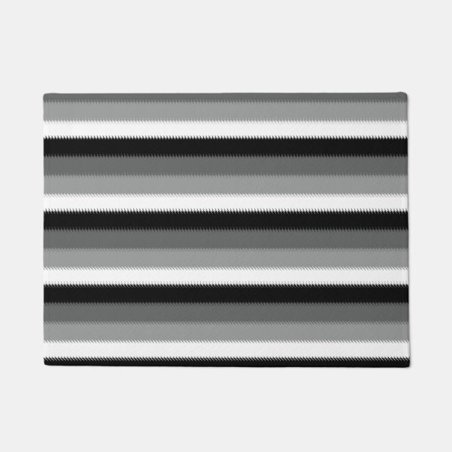 Black Grey Grey Ash white Stripe Doormat (Front)