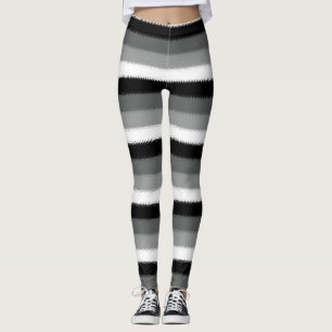 Black Grey Grey Ash white Stripe Leggings