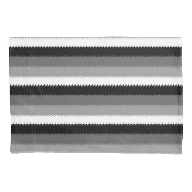 Black Grey Grey Ash white Stripe Pillowcase (Front)