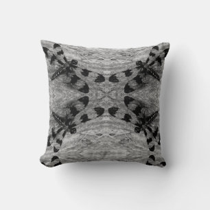 Black, grey, grey  dragonfly pattern solid back cushion