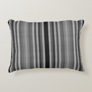 Black Grey Grey Stripes Decorative Cushion