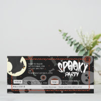 Black & grey Halloween Spooky Party Ticket