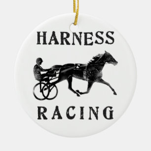 Black Grey Harness Horse Silhouette Ceramic Tree Decoration