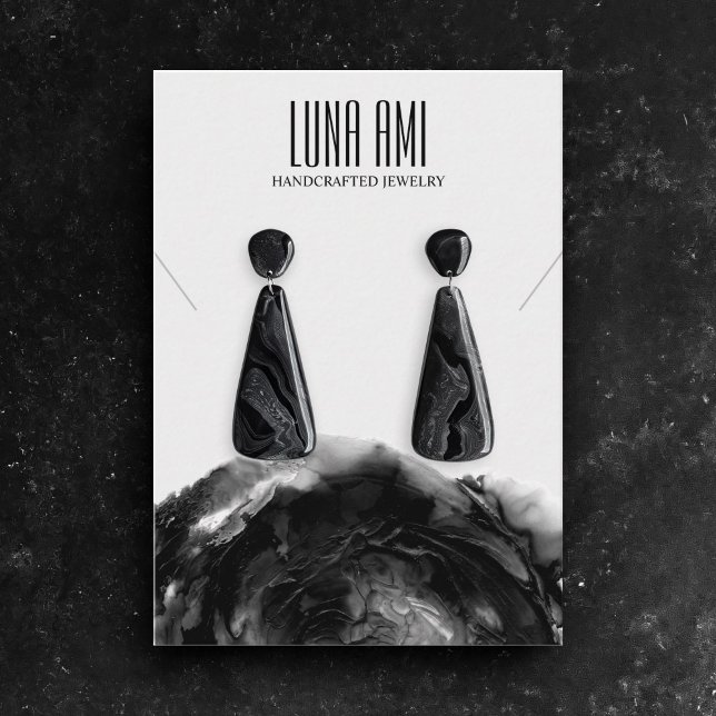 Black Grey Jewellery Necklace Earring Display Business Card (Creator Uploaded)