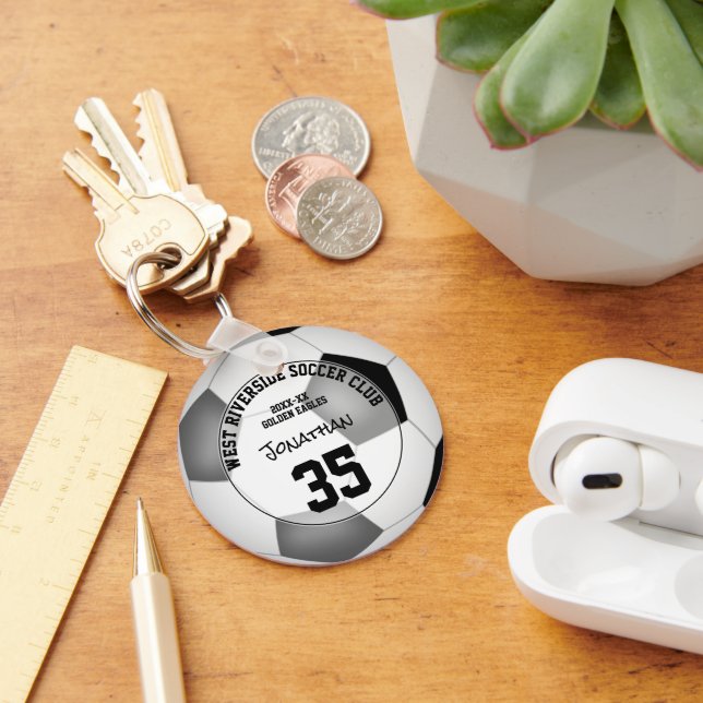 black grey kids team colours soccer club  key ring (Desk)