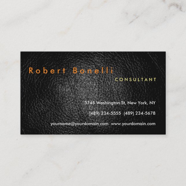 Black Grey Leather Effect Consultant Business Card (Front)
