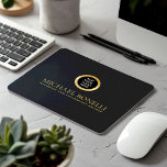 Black Grey Leather Luxury Gold ROUND Logo  Mouse Mat<br><div class="desc">Enhance your workspace with this BLACK GRAY leather print mouse pad, designed to combine style and functionality. Featuring a luxurious gold logo and the option to add two lines of custom text, this mouse pad is perfect for personalising with your name, business, firm, or any other details of your choice....</div>