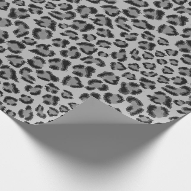 Black grey Leopard pattern, cheetah pattern   Wrapping Paper (Corner)