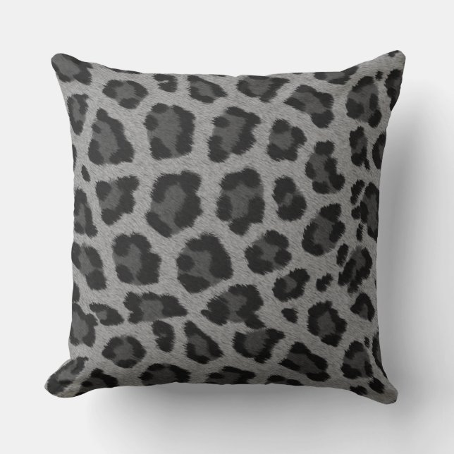 Black & Grey Leopard Print Cushion (Front)