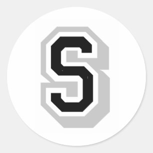 black grey letter S Classic Round Sticker