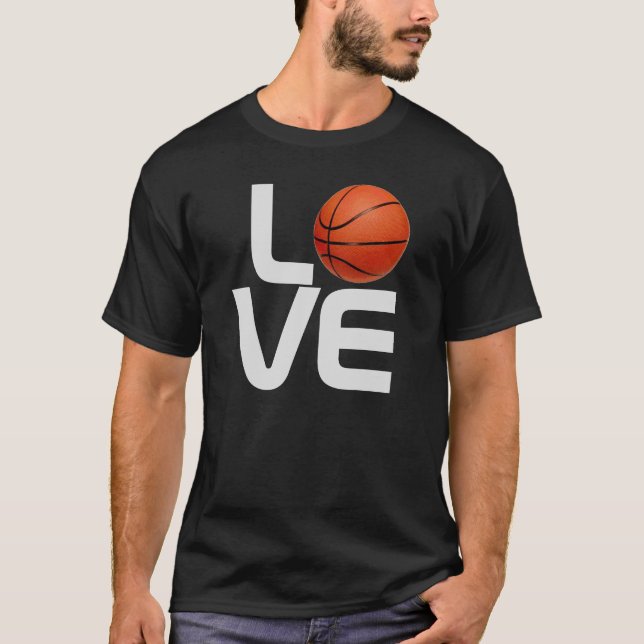 Black Grey Love Basketball Game Sport TShirt (Front)
