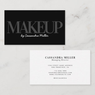 Black Grey Makeup Artist Script Name Professional Business Card