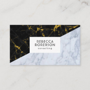 Black & Grey Marble Geometric Design Business Card