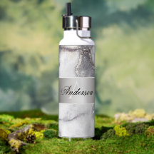 Black & Grey Marble Thor Water Bottle