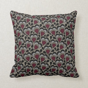 Black, Grey, Maroon Hearts Cushion