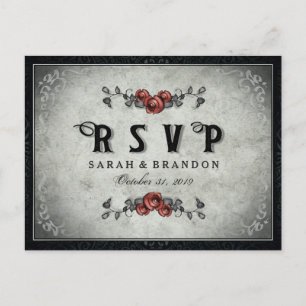Black & Grey Matching Halloween RSVP PostCard