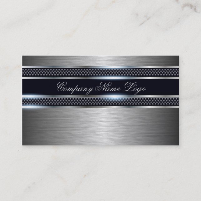 Black & Grey Metallic Design Brushed Aluminium Loo Business Card (Front)