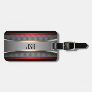 Black Grey Metallic Look Luggage Tag