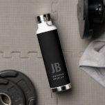 Black Grey Minimalist Two Letter Monogram Name Water Bottle<br><div class="desc">Black Grey Minimalist Two Letter Monogram Name Water Bottle</div>