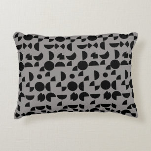 Black Grey Modern Elegant Geometric Tribal Decorative Cushion