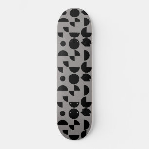 Black Grey Modern Elegant Geometric Tribal Skateboard