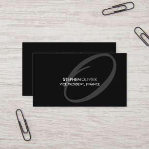 Black Grey Modern Elegant Monogram Business Card