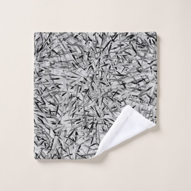 Black & Grey Modern Floral Print Wash Cloth (Wash Cloth)