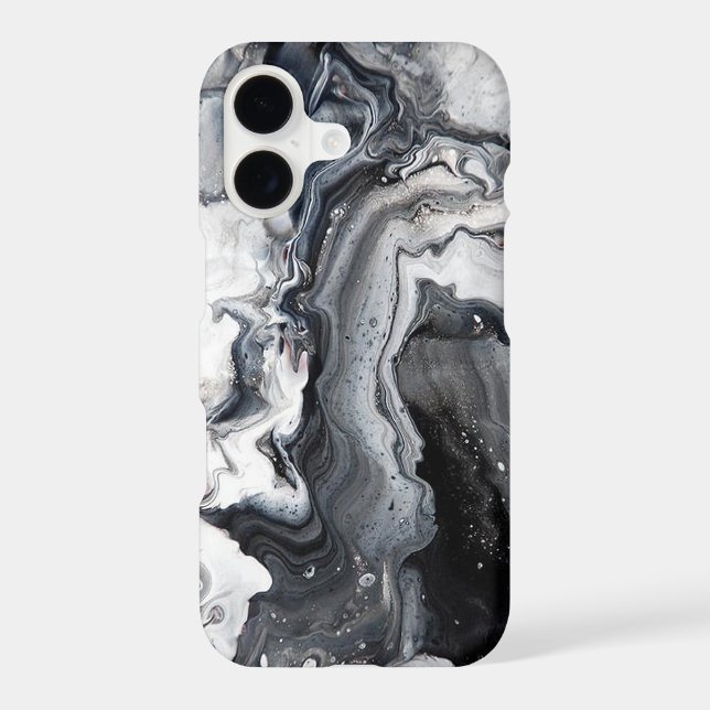 Black Grey Modern Marble Pattern Barely There (Back)