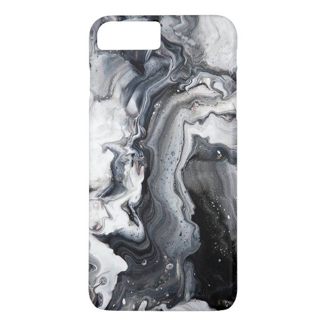 Black Grey Modern Marble Pattern Barely There Case-Mate iPhone Case (Back)
